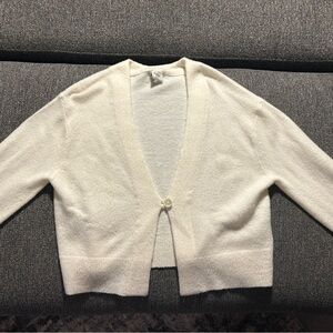 Abercrombie & Fitch White Cropped Cardigan Sweater